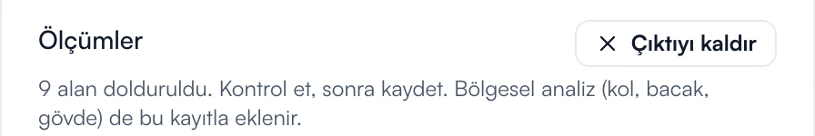 Bildirim: alanlar dolduruldu, kontrol et, sonra kaydet